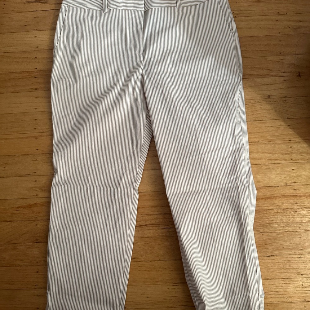 Ann Taylor Factory White and Navy Pinstripe Ankle Pants